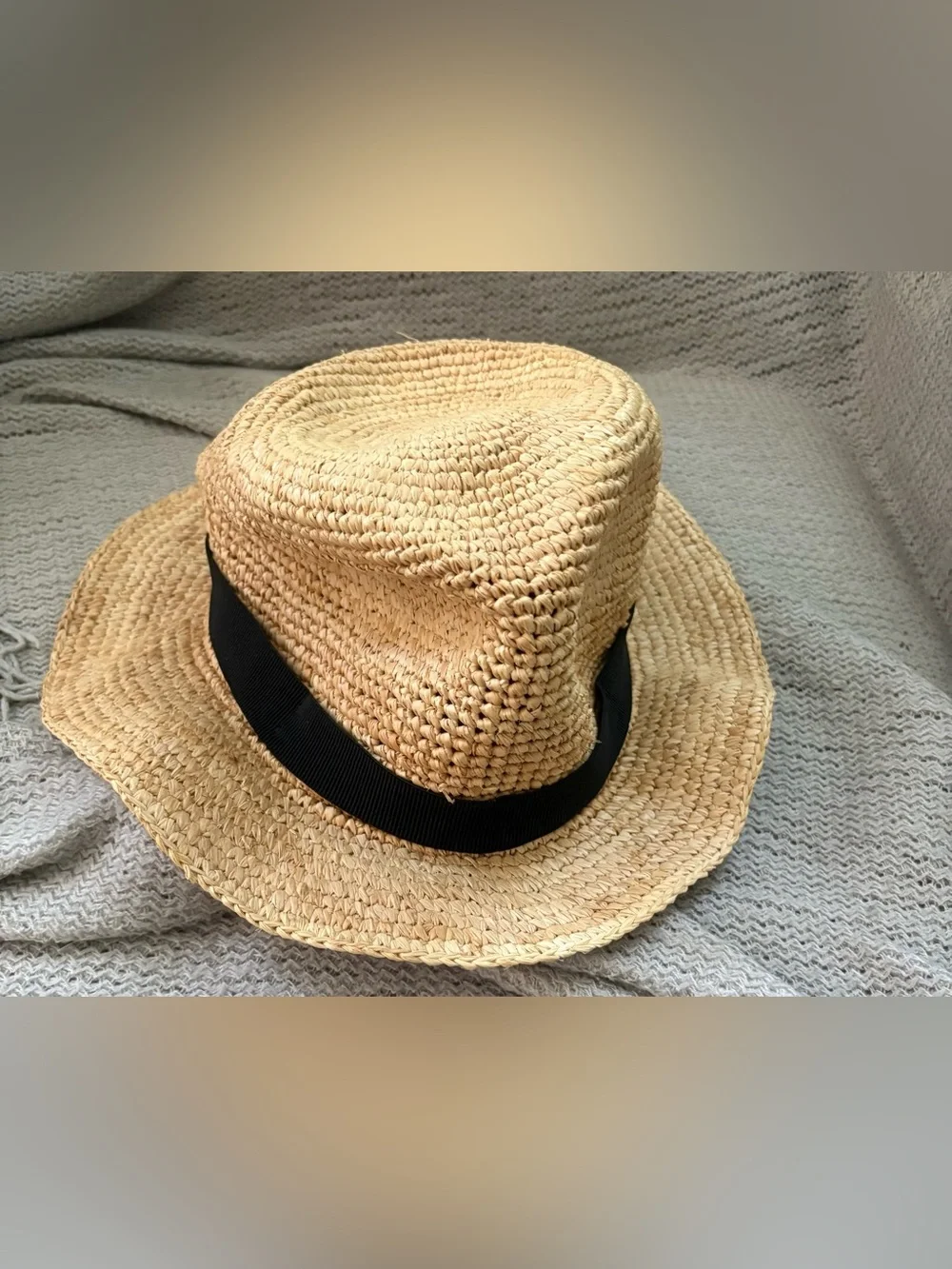 J. Crew 100% Rafia Women's Packable Straw Hat, Size L/XL